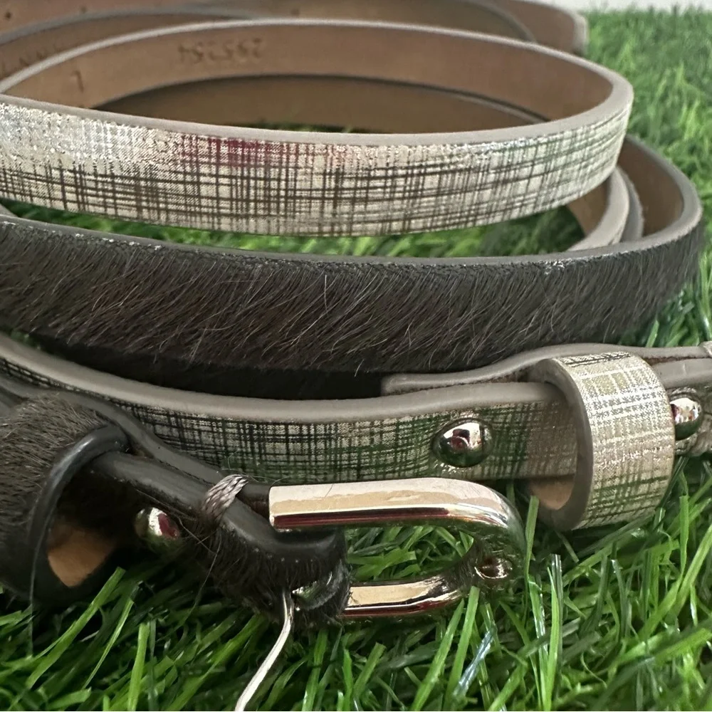 Ann Taylor Genuine Leather Bundle of Silver and Black Belt Size Large - Picture 3 of 14